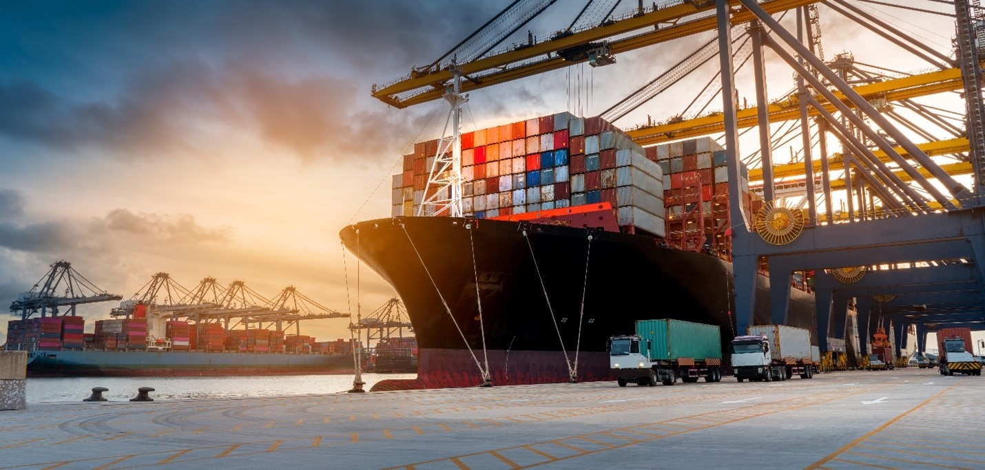 image of a cargo ship in port